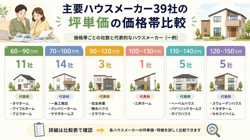 主要ハウスメーカー39社の坪単価比較
