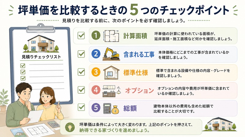 坪単価を比較するときの5つのチェックポイント