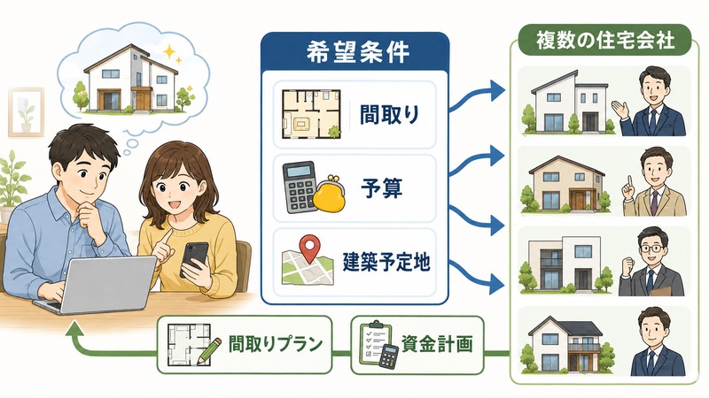 注文住宅の一括見積りで複数の住宅会社を比較する仕組み