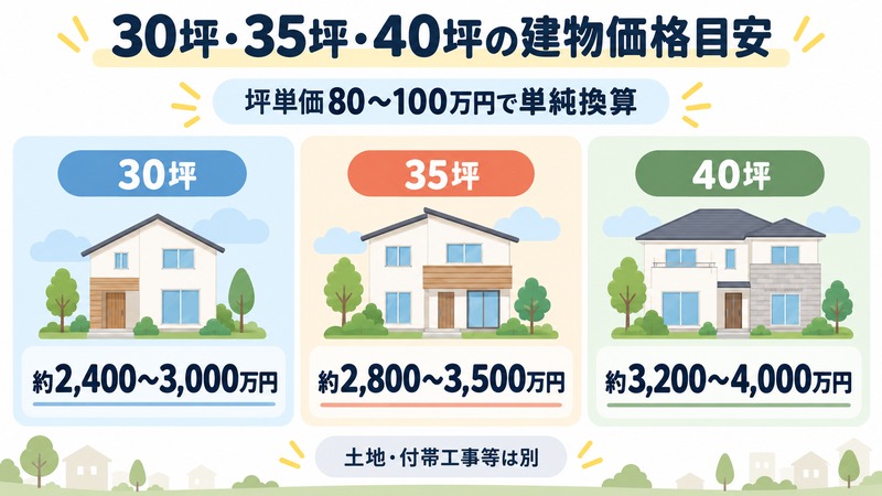 アイ工務店の30坪35坪40坪の建物価格目安