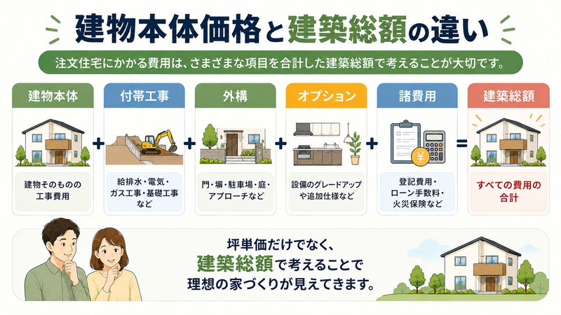 アイ工務店の建物本体価格と建築総額の違い