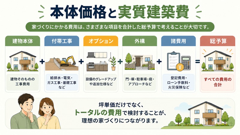 一条工務店の本体価格と実質建築費の違い