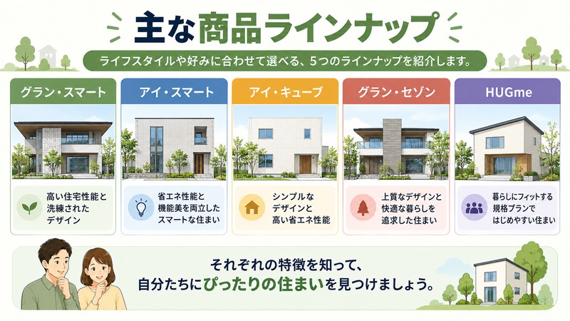 一条工務店の主な住宅商品ラインナップ