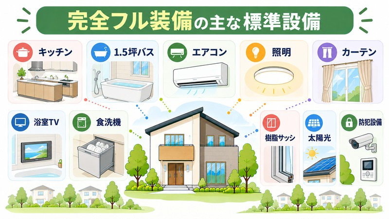 富士住建の完全フル装備の家に含まれる主な標準設備