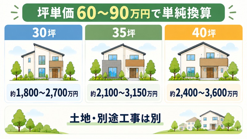 秀光ビルドの30坪35坪40坪の価格目安